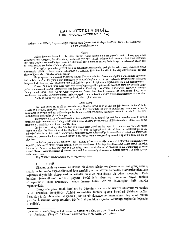 First page of “(2013)TÜRK HALK HUKUKUNUN DİLİ.pdf”