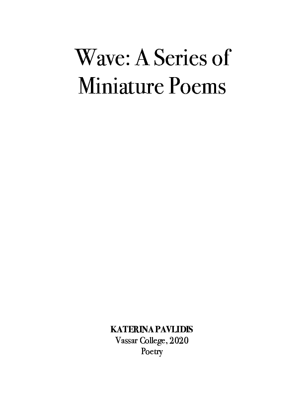 First page of “Wave: A Series of Miniature Poems”