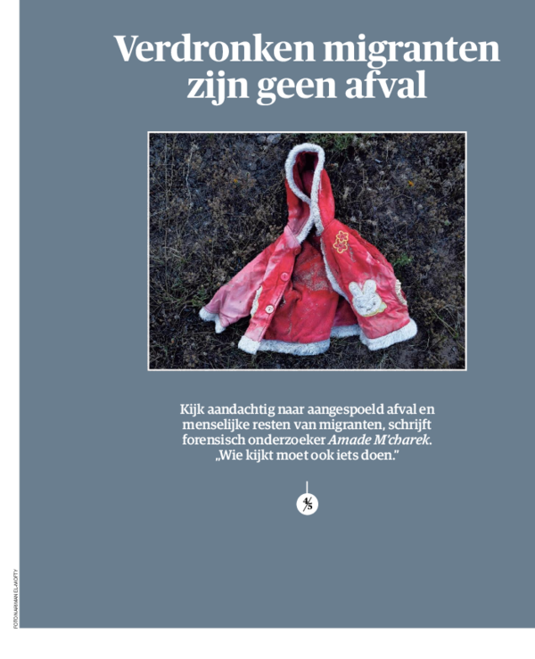 First page of “Verdronken migranten zijn geen afval (NRC Opinie, 15 February 2019)”