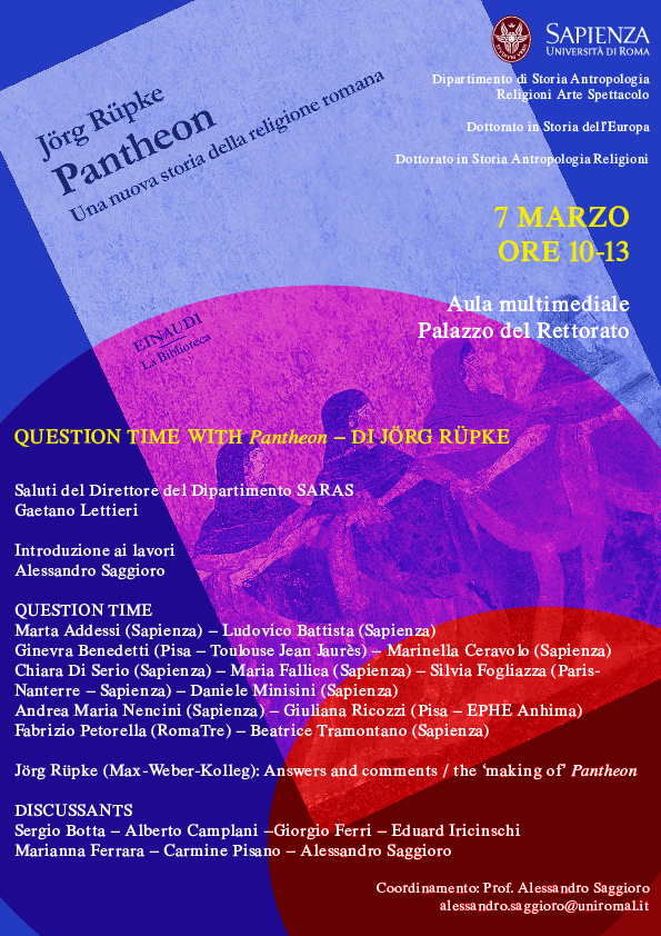 First page of “7 March 2019 - Discussion at Sapienza University of Jörg Rüpke, Pantheon”