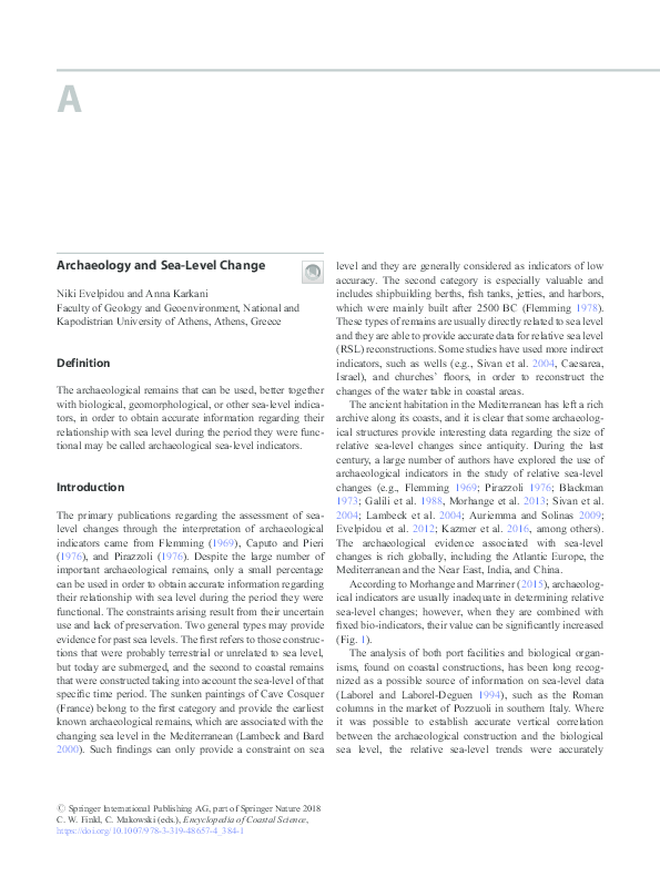 First page of “Archaeology and Sea-Level Change”