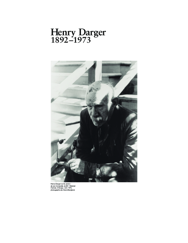 First page of “Henry Darger: Historiographie d'une découverte”