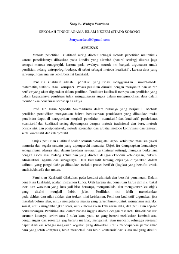 First page of “Metode Penelitian Kualitatif”