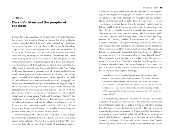 First page of “Derrida and Islam”