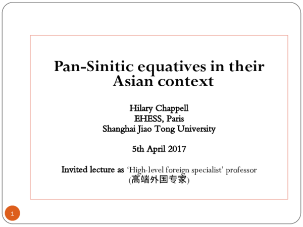 First page of “Pan-Sinitic equatives in their Asian context”