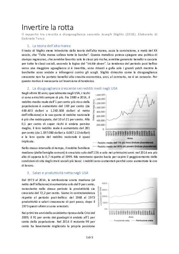 First page of “Crescita e disuguaglianza secondo Joseph Stiglitz”