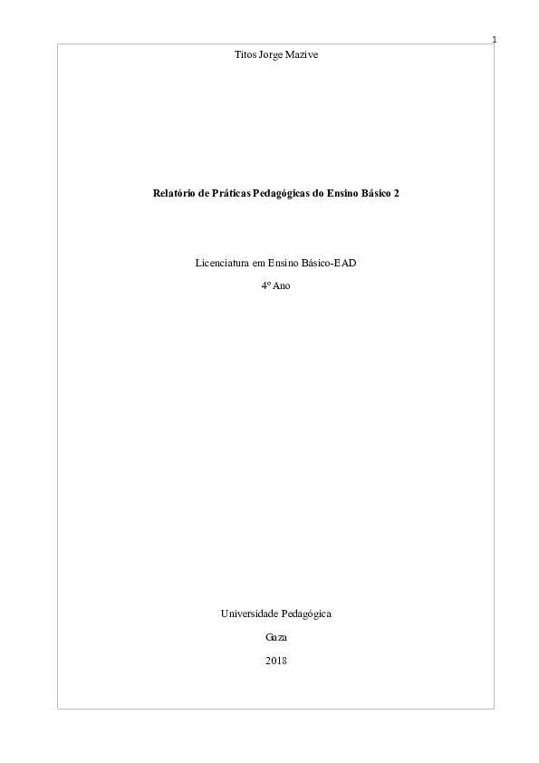 First page of “Relatorio dePPEB”