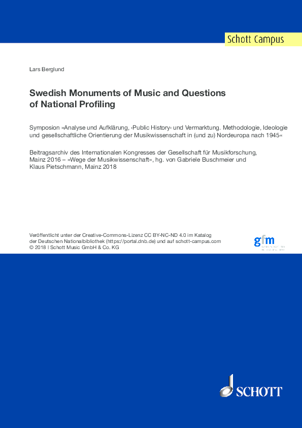 First page of “Swedish Monuments of Music as an Instrument of National Profiling”