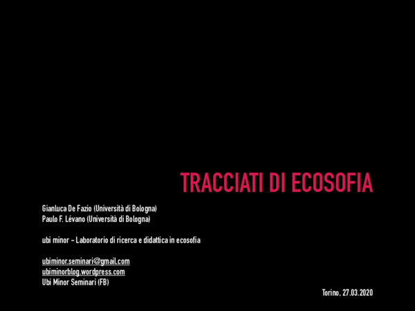 First page of “Tracciati di ecosofia”