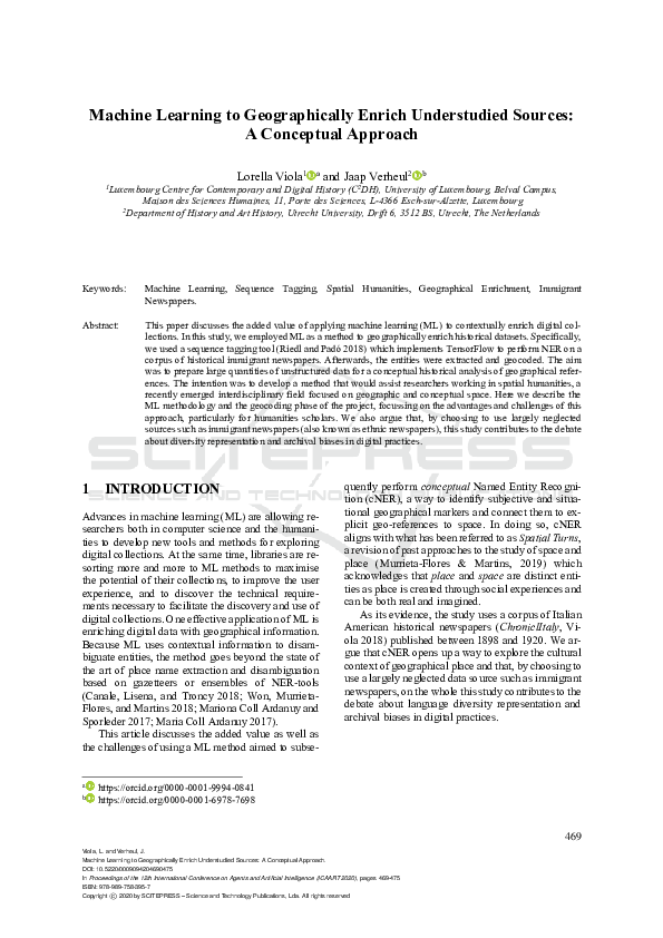 First page of “Machine Learning to Geographically Enrich Understudied Sources: A Conceptual Approach”