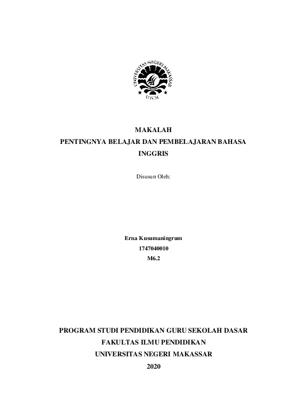 First page of “PENTINGNYA BELAJAR & PEMBELAJARAN BAHASA INGGRIS”