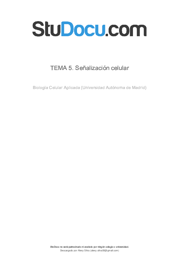 First page of “TEMA 5. Señalización celular Biología Celular Aplicada (Universidad Autónoma de Madrid”