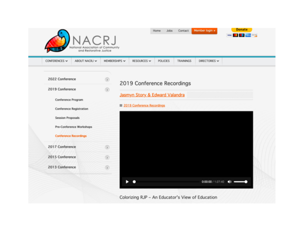 First page of “NACRJ JUNE CONFERENCE RECORDING: Jasmyn Story and Edward Valandra”