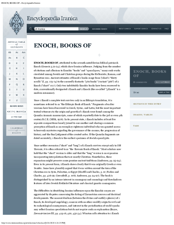 First page of “Enoch, Books of”