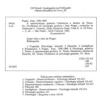 First page of “PIAGET - Os Estágios do Desenvolvimento Intelectual da Criança e do Adolescente”