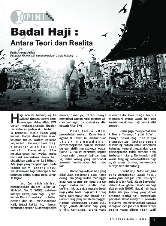 First page of “Badal haji : Kriteria dan Realitanya”