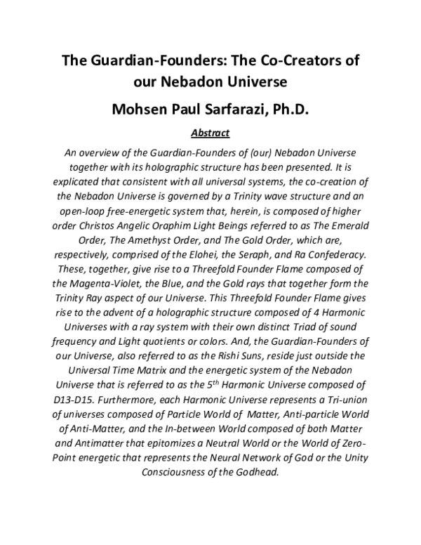 First page of “The Guardian-Founders: The Co-Creators of our Nebadon Universe”