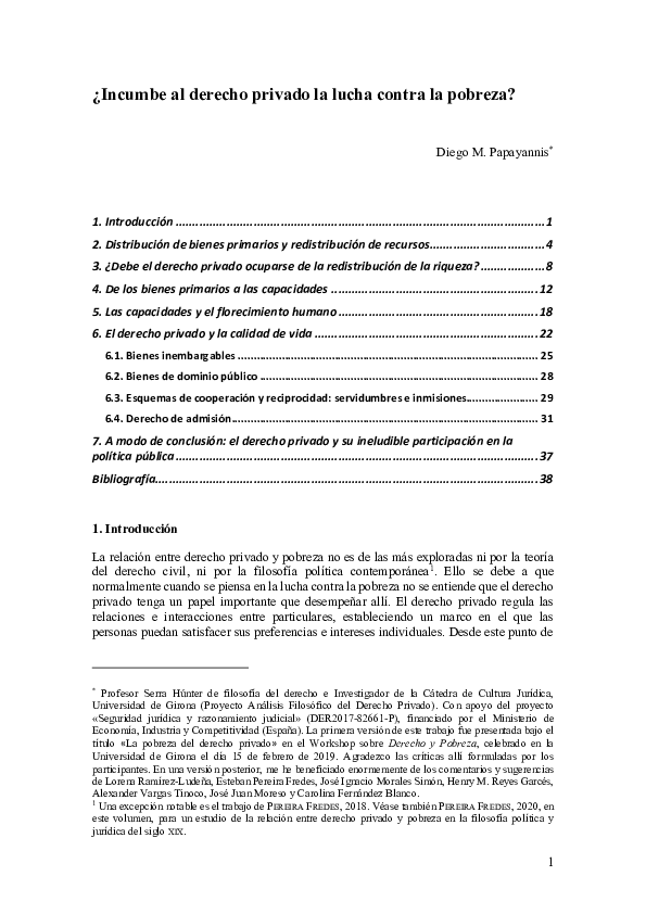 First page of “¿Incumbe al derecho privado la lucha contra la pobreza?”