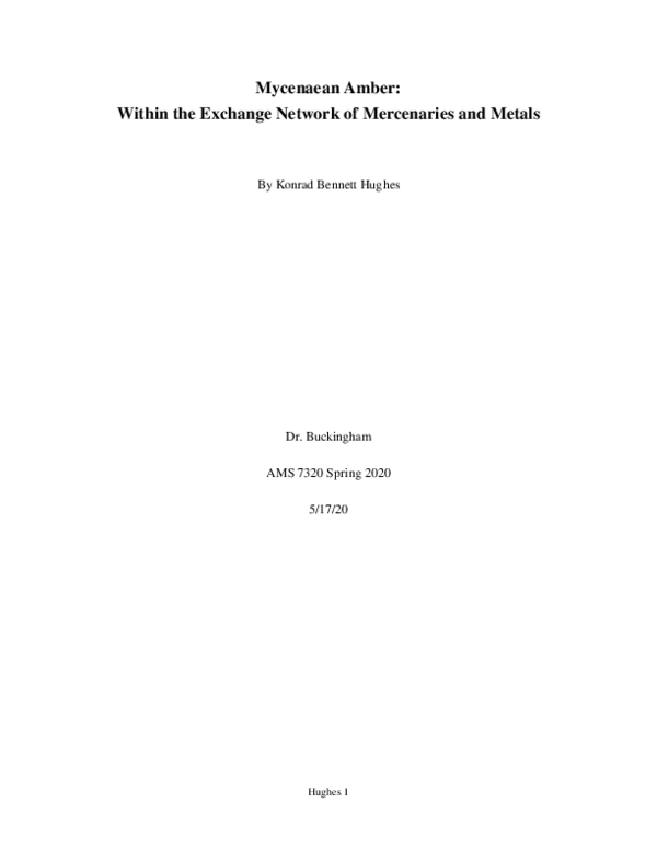 First page of “Mycenaean Amber: Within the Exchange Network of Mercenaries and Metals”