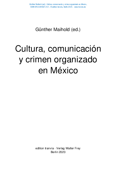 First page of “Cultura, comunicación y crimen organizado en México”