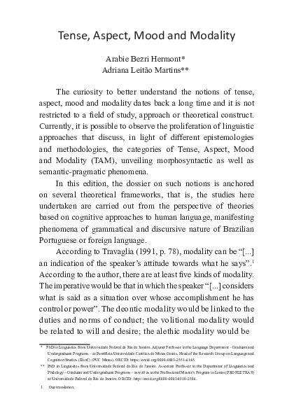 First page of “Tense, Aspect, Mood and Modality”