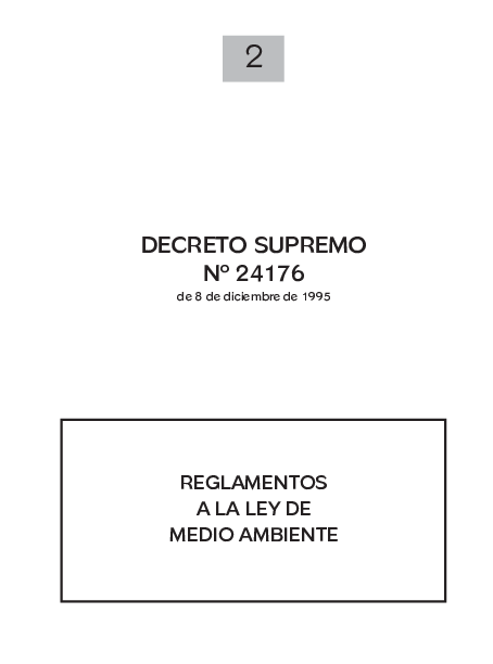 First page of “REGLAMENTOS A LA LEY DE MEDIO AMBIENTE”