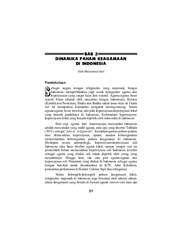 First page of “DINAMIKA PAHAM KEAGAMAAN DI INDONESIA”