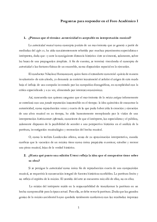 First page of “Foro Academico I”