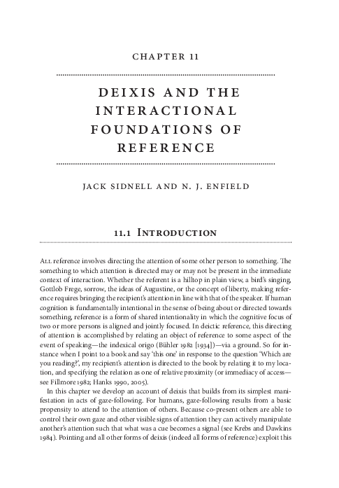 First page of “Deixis and the Interactional Foundations of Reference”