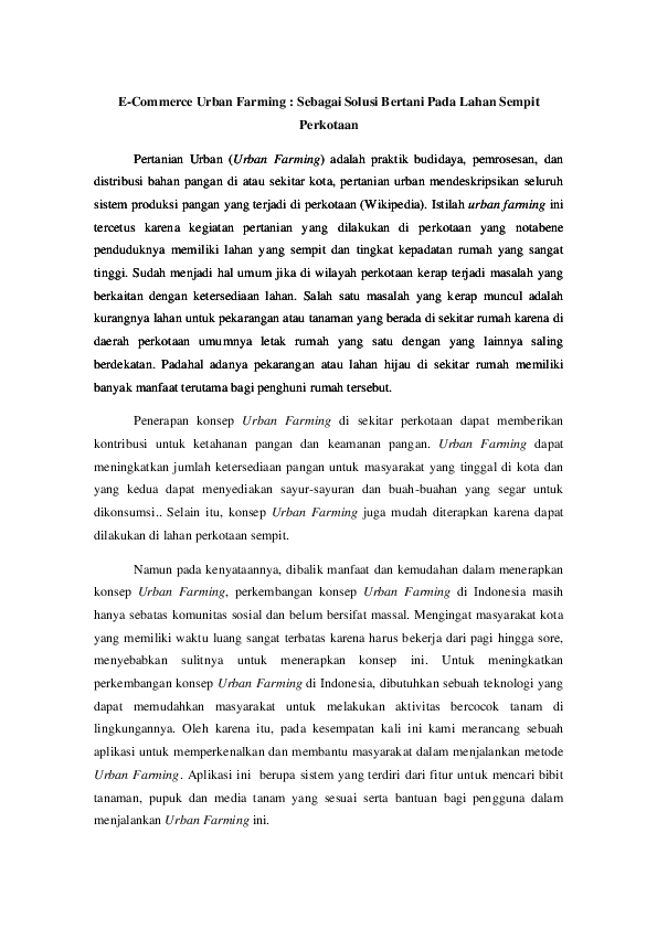 First page of “E-Commerce Urban Farming : Sebagai Solusi Bertani Pada Lahan Sempit”