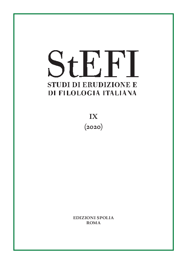 First page of “StEFI - Studi di erudizione e di filologia italiana 2020 - Sommario”