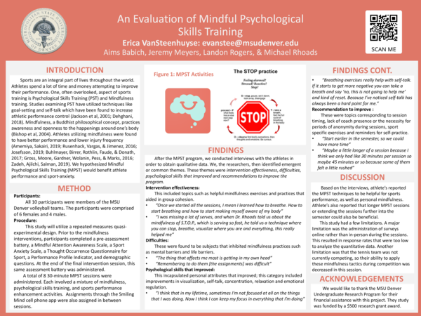 First page of “An Evaluation of Mindful Psychological Skills Training Poster”