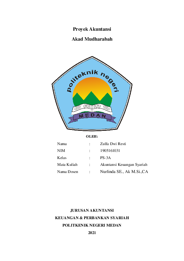 First page of “Proyek Akuntansi Akad Mudharabah”