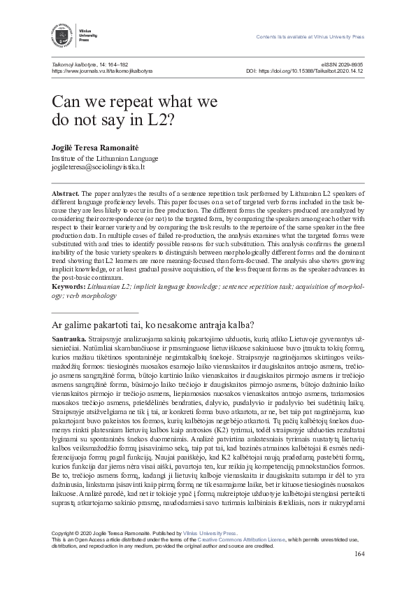 First page of “Can we repeat what we do not say in L2?”