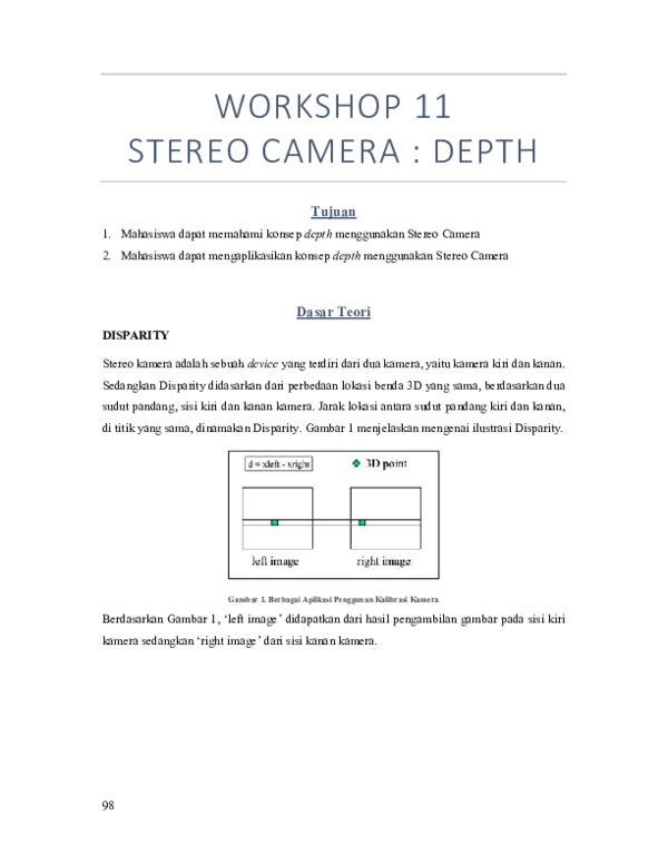 First page of “STEREO CAMERA : DEPTH Tujuan”