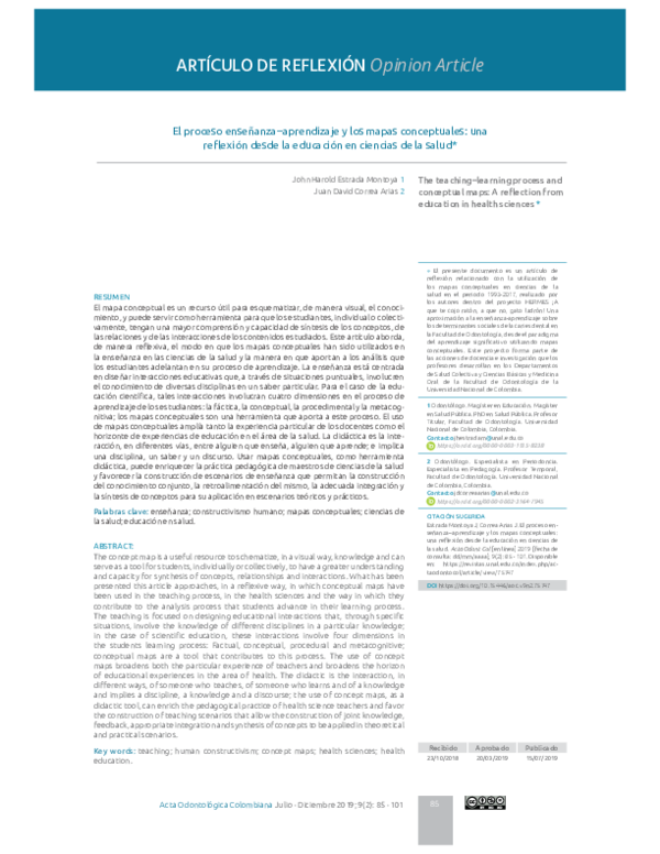 First page of “Mapas conceptuales en salud”