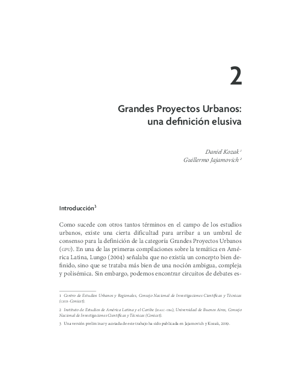 First page of “Grandes Proyectos Urbanos: una definición elusiva”