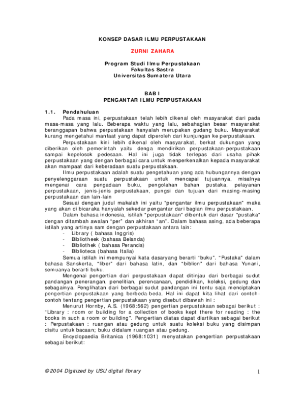 First page of “KONSEP DASAR ILMU PERPUSTAKAAN”