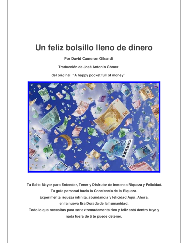 First page of “Un feliz bolsillo lleno de dinero”