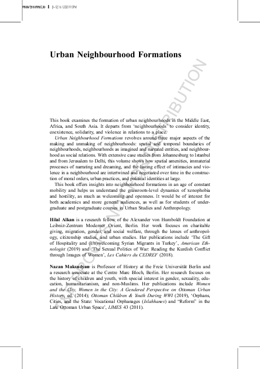 First page of “Syrian migration and logics of alterity in an Istanbul neighbourhood”