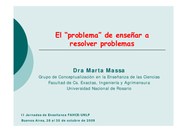 First page of “El "problema" de enseñar a resolver problemas”