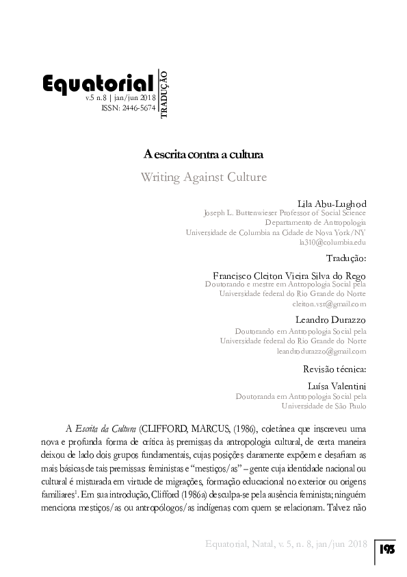 First page of “A escrita contra a cultura”