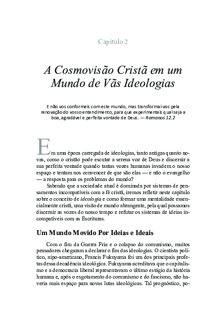 First page of “A Cosmovisão Cristã em um Mundo de Vãs Ideologias”