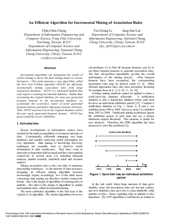 First page of “An efficient algorithm for incremental mining of temporal association rules”