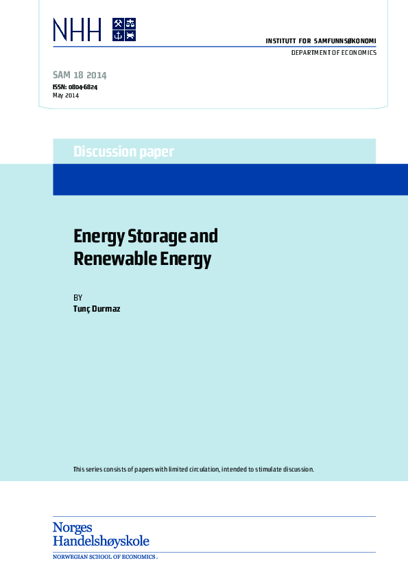 First page of “Energy Storage and Renewable Energy”