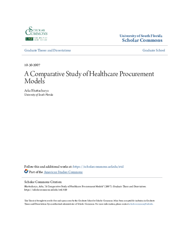 First page of “A comparative study of healthcare procurement models”