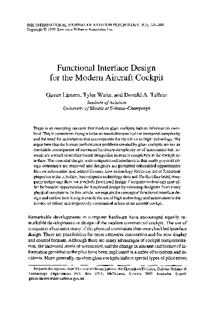 First page of “Functional Interface Design for the Modern Aircraft Cockpit”