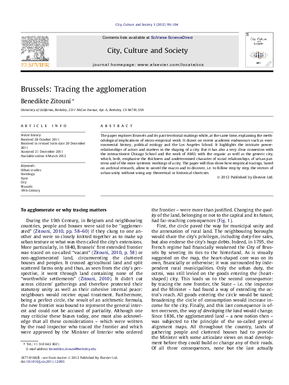 First page of “Brussels: Tracing the agglomeration”