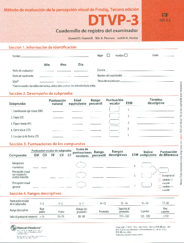 First page of “Frostig 3 Cuadernillo de registro”