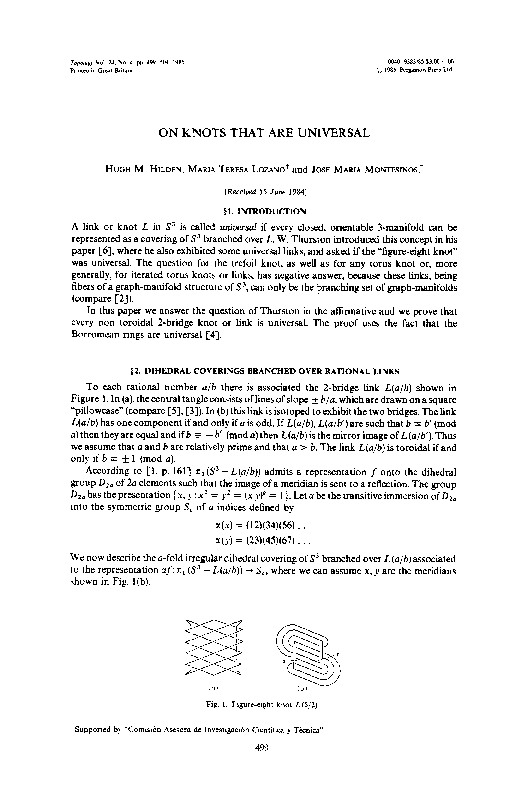 First page of “On knots that are universal”